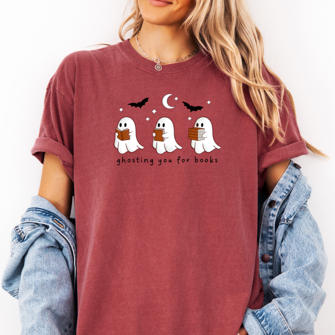 Premium T-Shirt | Ghosting you for books | Druck | Bookish Halloween