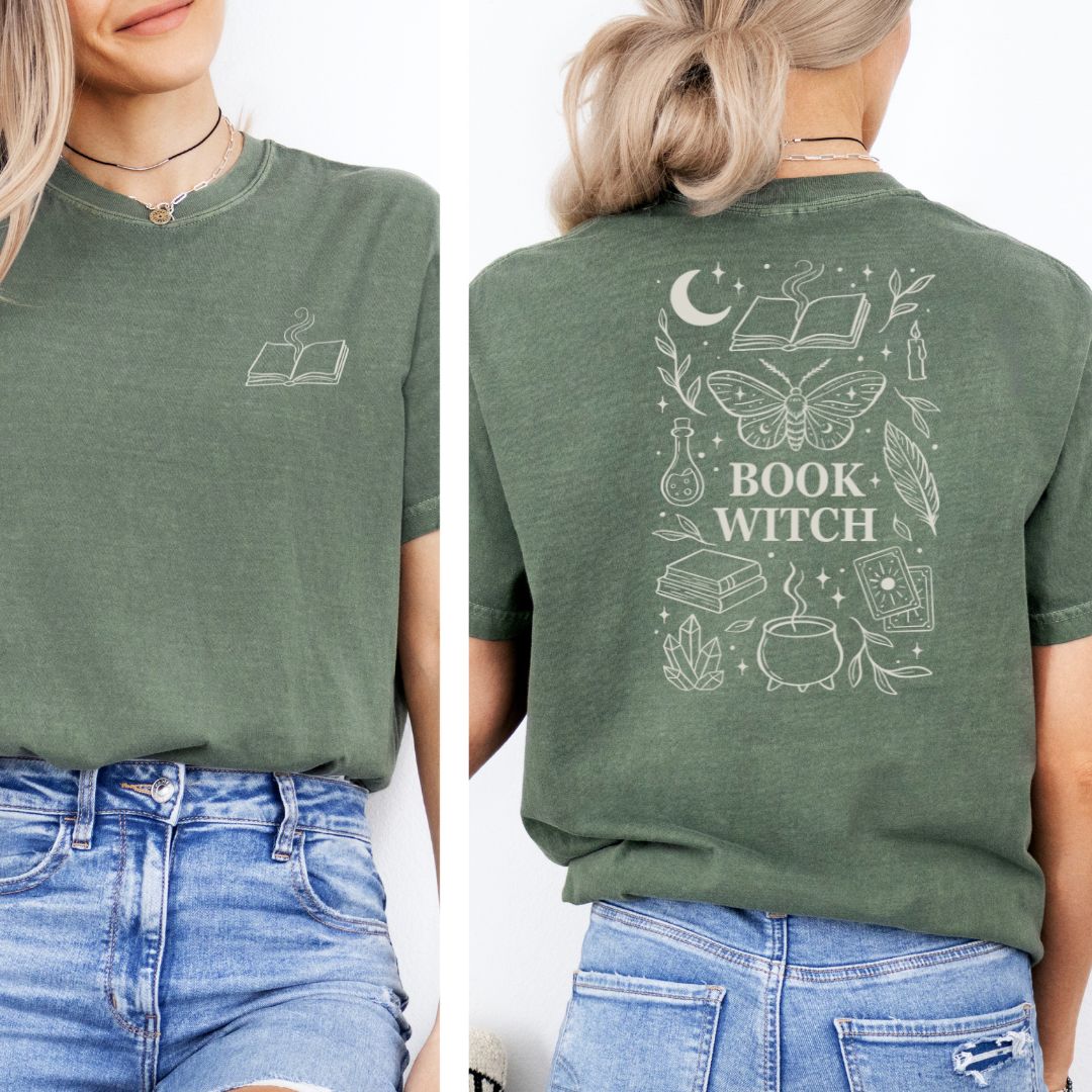 Premium T-Shirt | Book Witch (Back Print) | Druck | Bookish Halloween