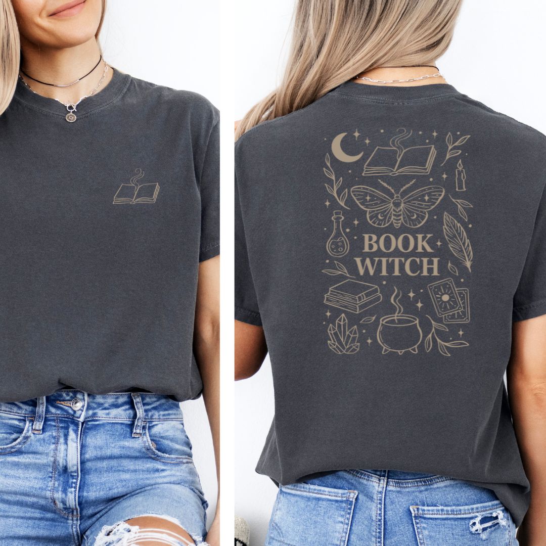 Premium T-Shirt | Book Witch (Back Print) | Druck | Bookish Halloween
