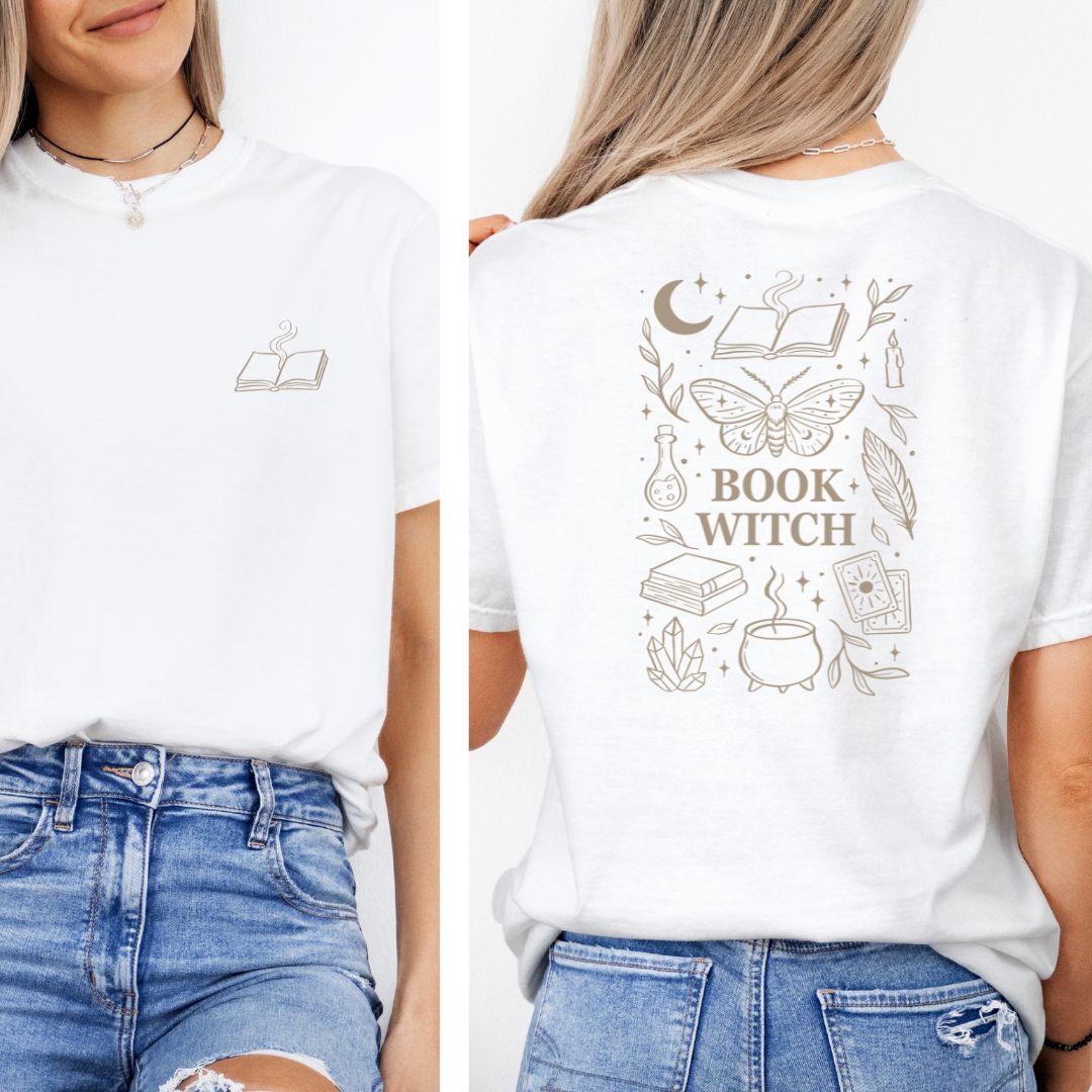 Premium T-Shirt | Book Witch (Back Print) | Druck | Bookish Halloween