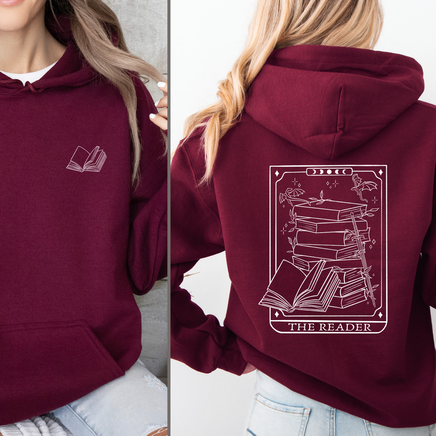Hoodie | Reader Tarot Card | Druck | Bookish Hoodie