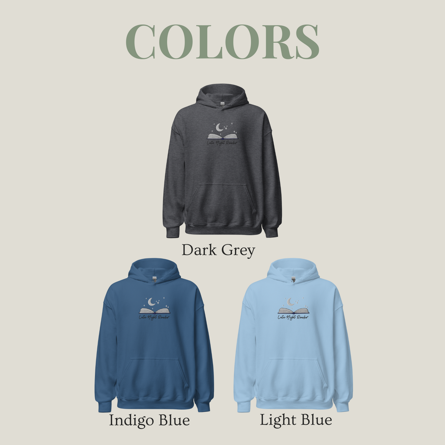 Hoodie | Late Night Readers | bestickt | Bookish Hoodie