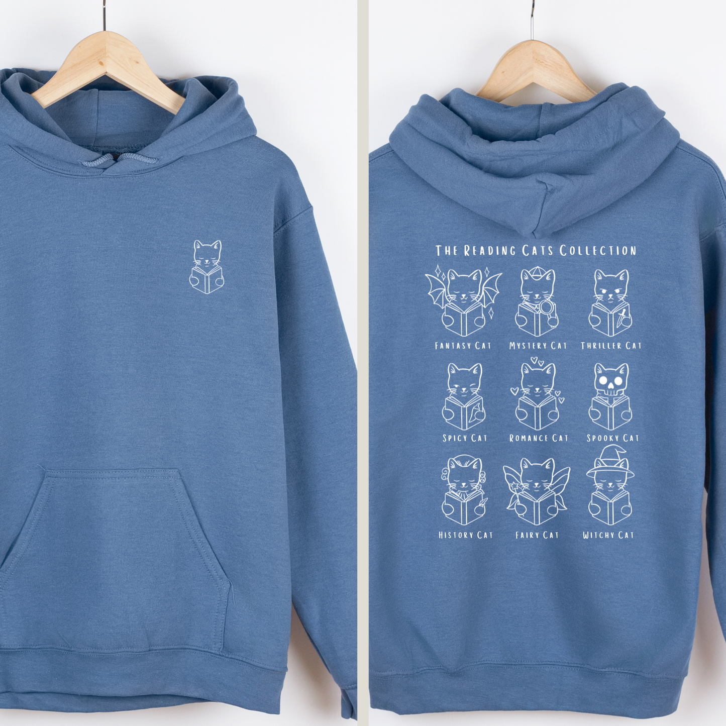 Bookish Hoodie mit Katzen und Büchern – Reading Cats Collection“
