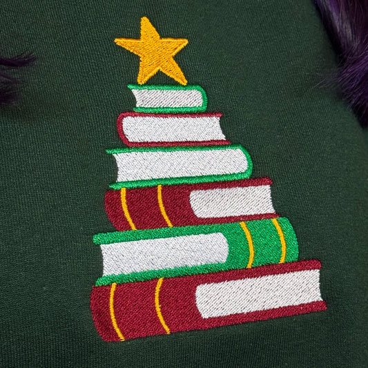 Sweatshirt | Book Christmas Tree | bestickt | Bookish Christmas