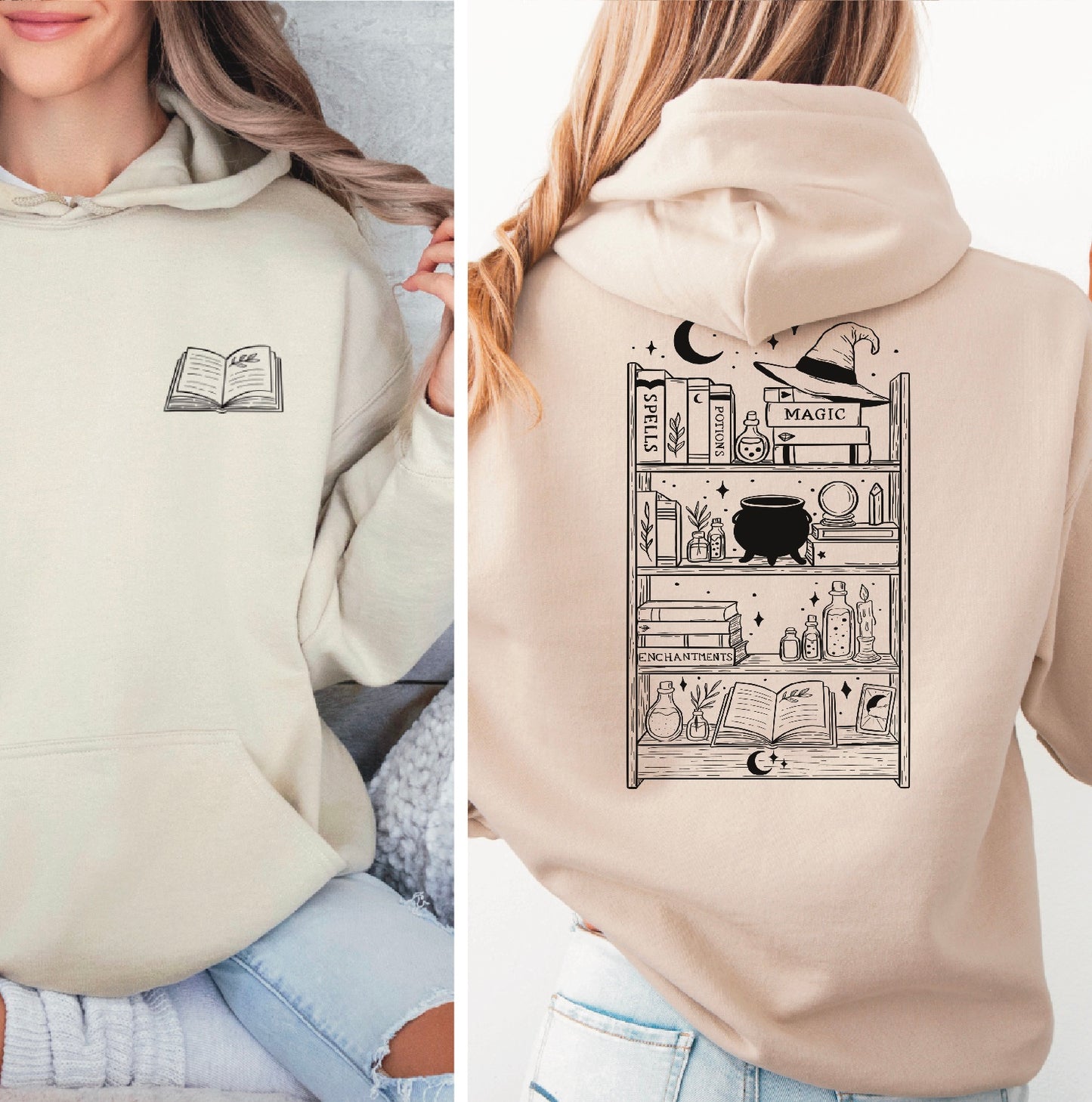 Hoodie | Witchy Bookshelf | Druck | Bookish Halloween