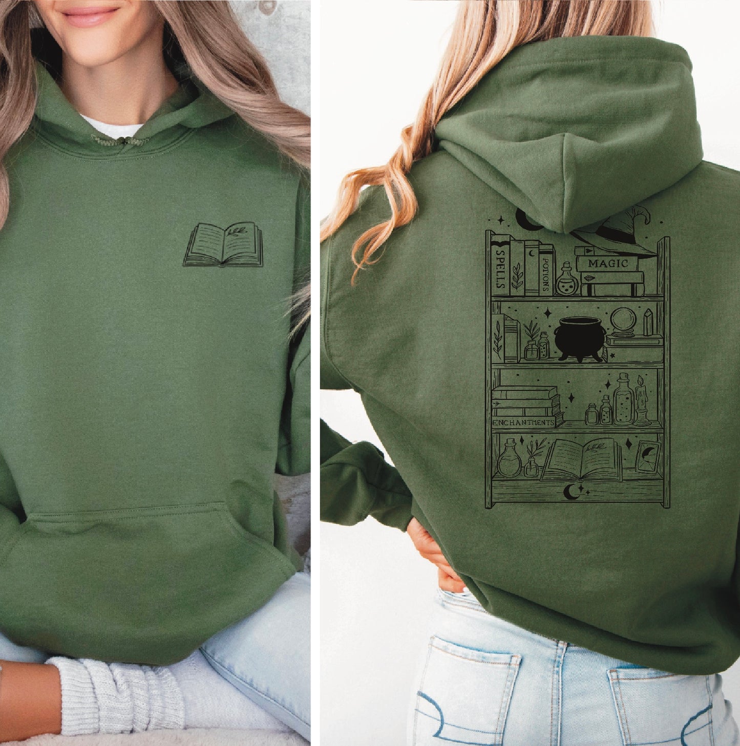 Hoodie | Witchy Bookshelf | Druck | Bookish Halloween