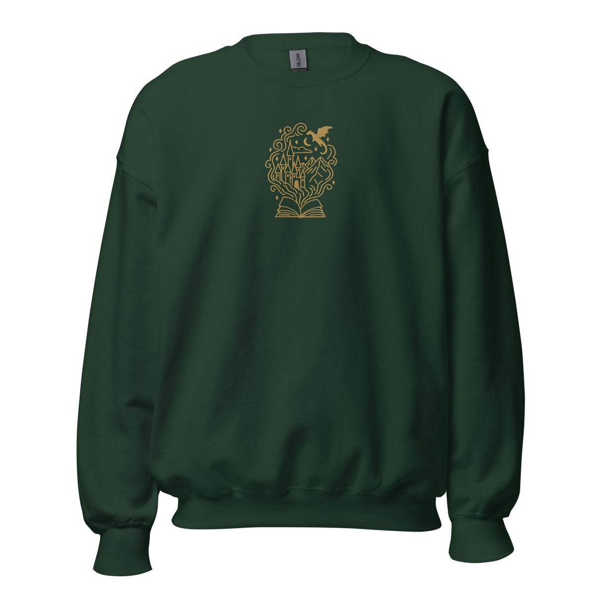 bookish merch sweatshirt drache buch stickerei detailreich