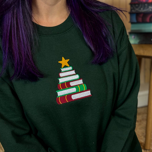 Sweatshirt | Book Christmas Tree | bestickt | Bookish Christmas
