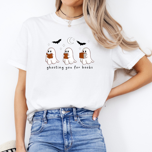 Premium T-Shirt | Ghosting you for books | Druck | Bookish Halloween