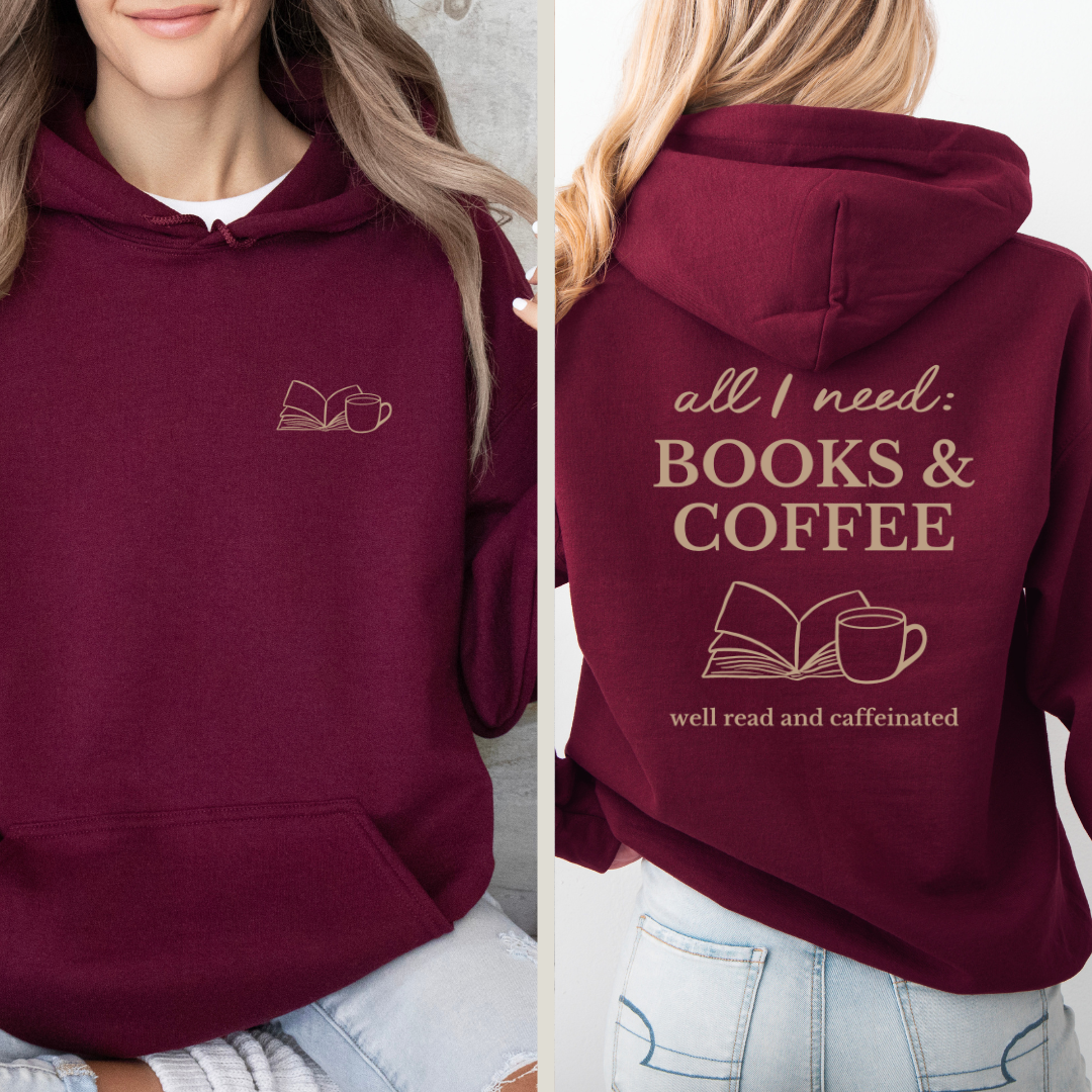 Hoodie | Books & Coffee | Druck | Bookish Hoodie