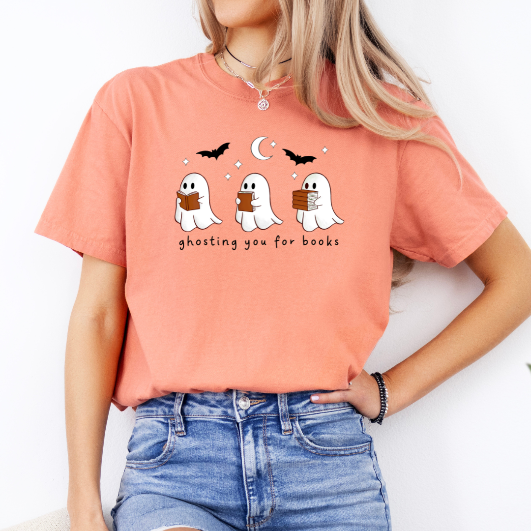 Premium T-Shirt | Ghosting you for books | Druck | Bookish Halloween