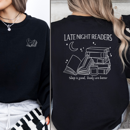 Sweatshirt | Late Night Readers | Druck | Bookish Sweatshirt