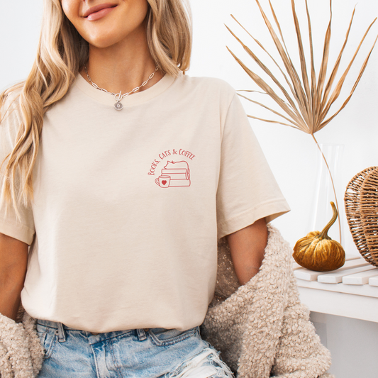 T-Shirt | Books, Cats & Coffee | Druck | Bookish T-Shirt