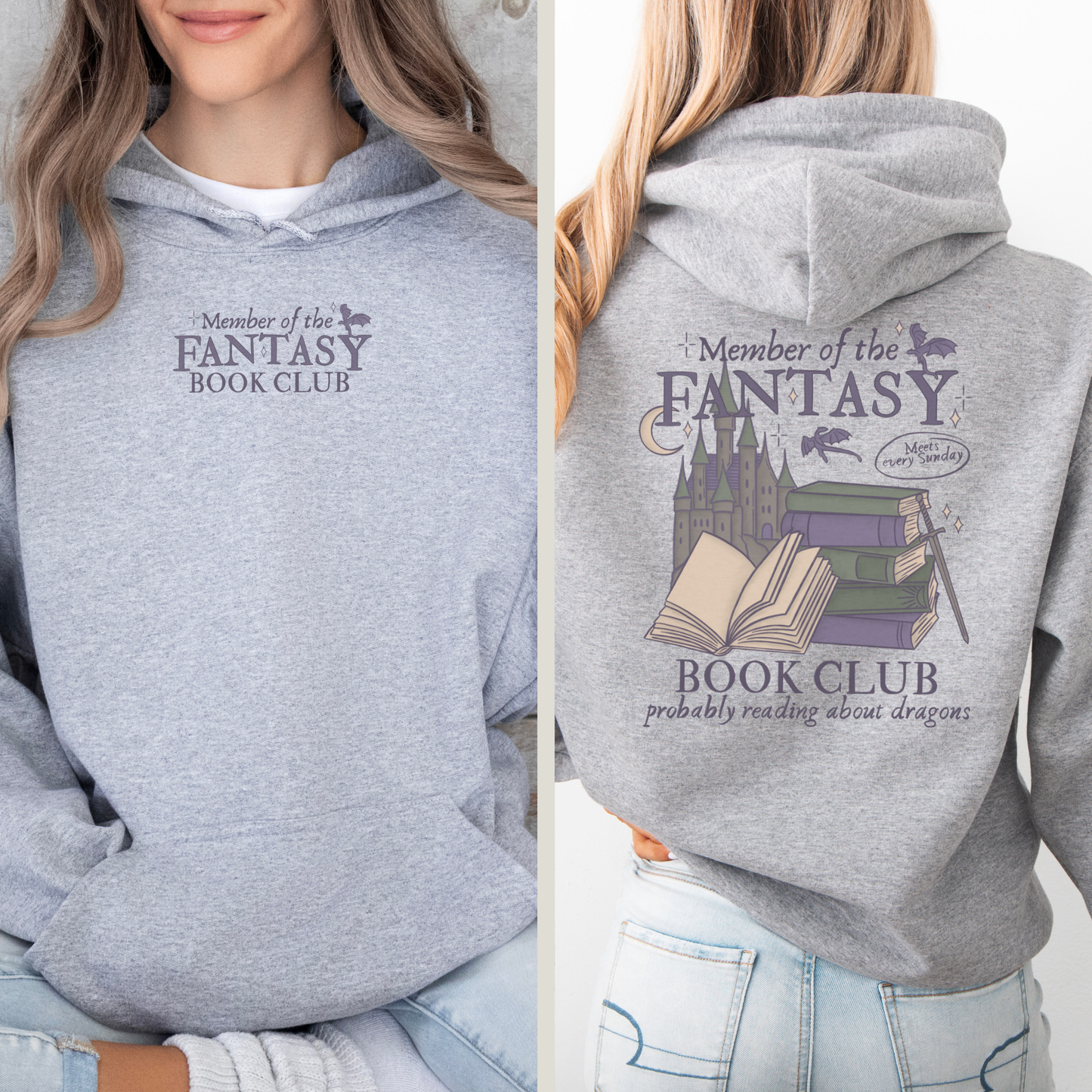 Hoodie | Fantasy Reader Book Club | Druck farbig | Bookish Hoodie