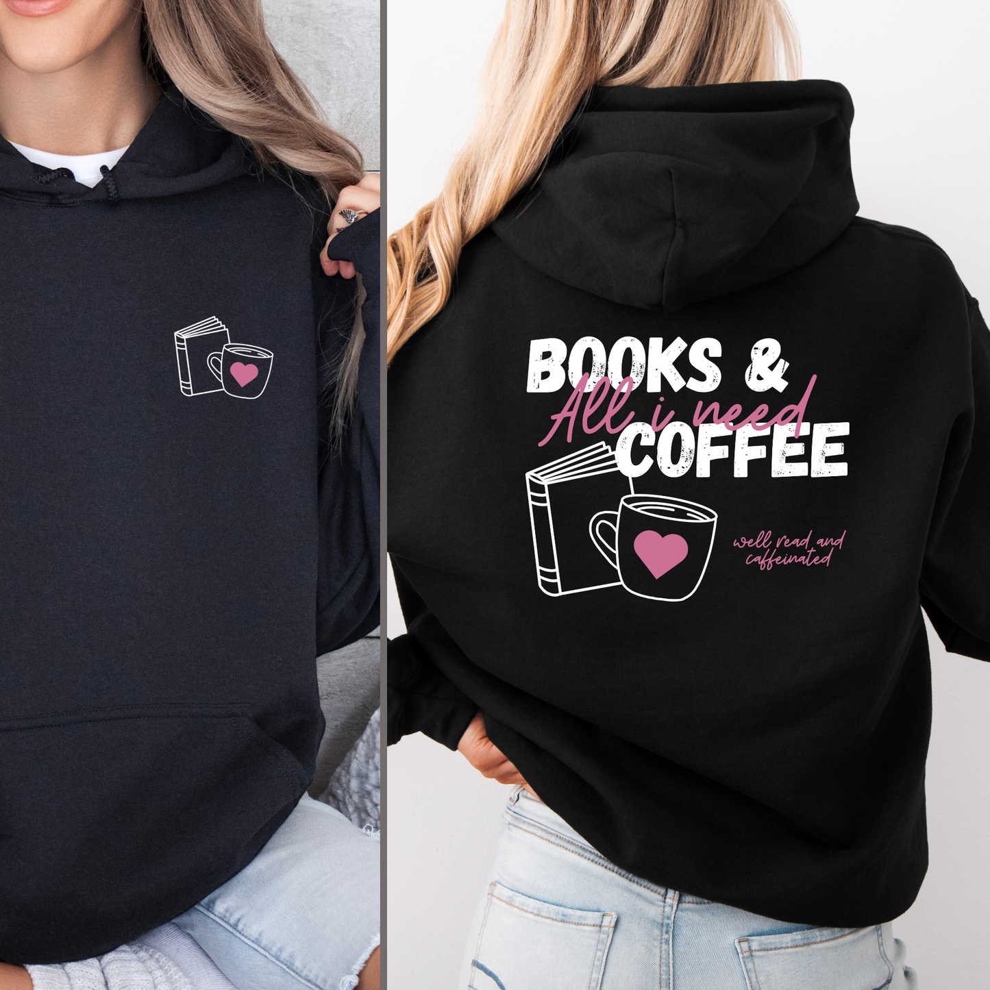 Hoodie | All I need: Books & Coffee | Druck | Bookish Hoodie