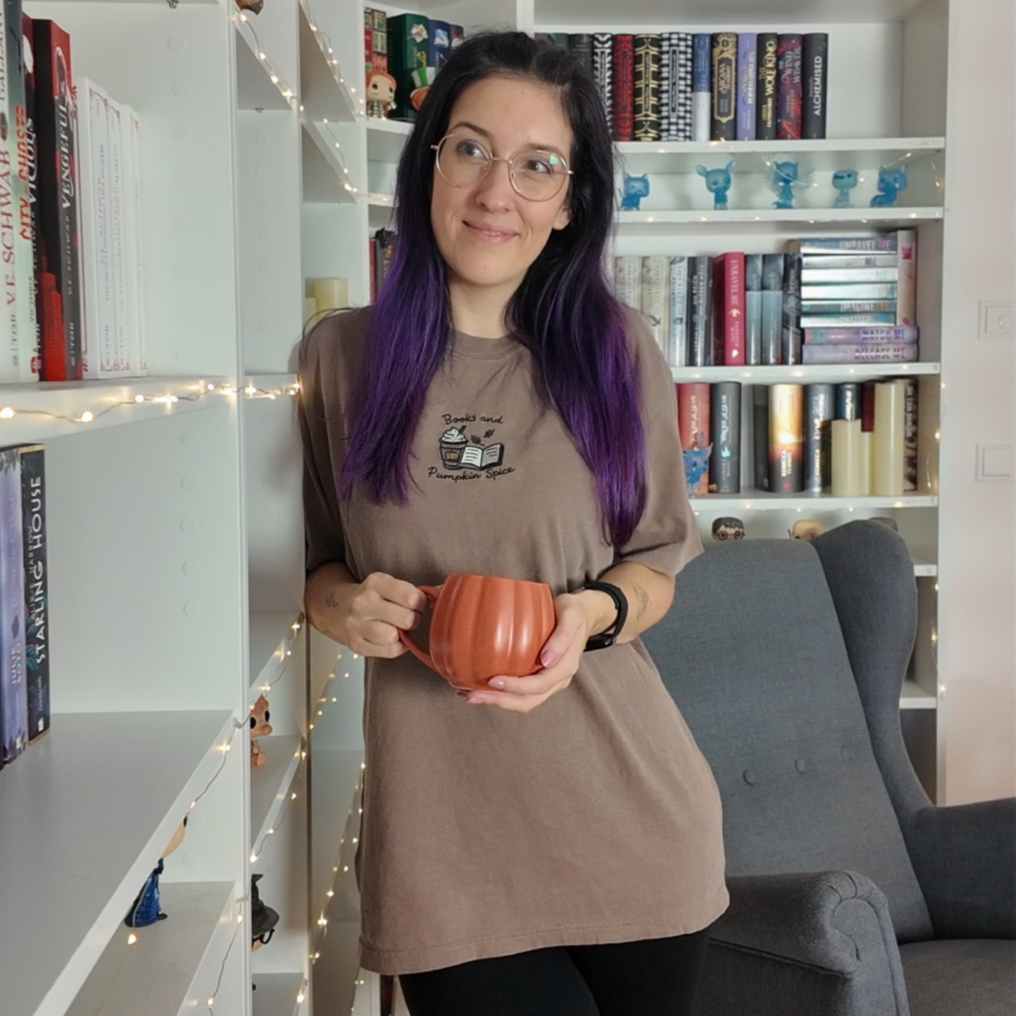 Bookish T-Shirt - Books & Pumpkin Spice Stick