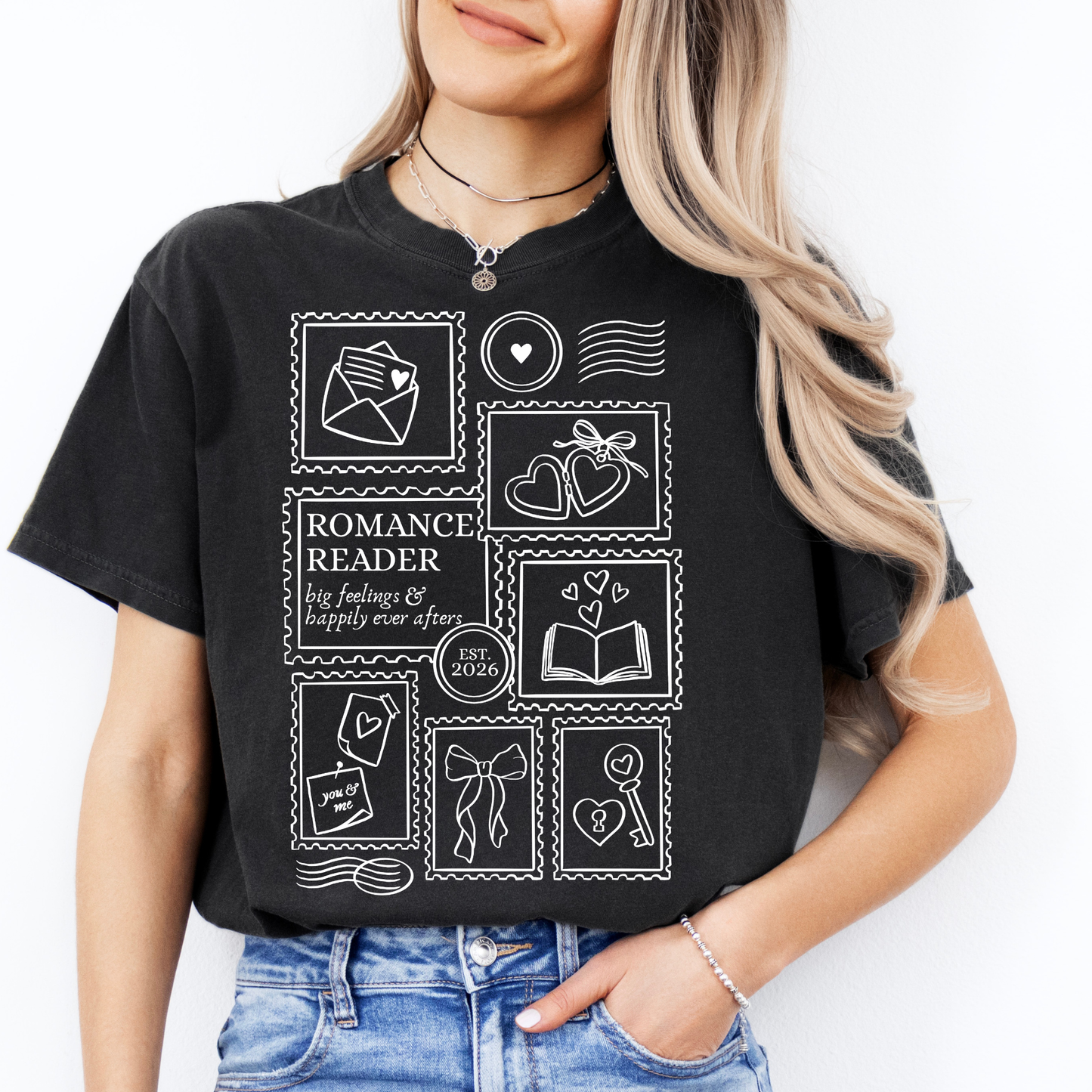 Premium T-Shirt | Post Stamp Romance | Druck | Bookish T-Shirt