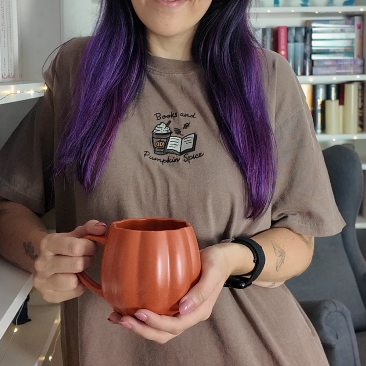 Bookish T-Shirt - Books & Pumpkin Spice Stick