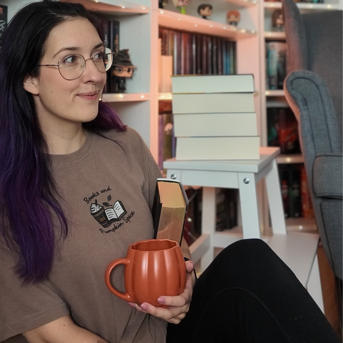 Bookish T-Shirt - Books & Pumpkin Spice Stick