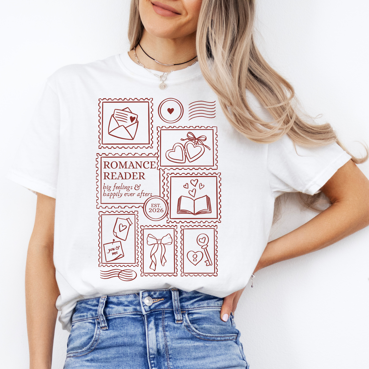 Premium T-Shirt | Post Stamp Romance | Druck | Bookish T-Shirt