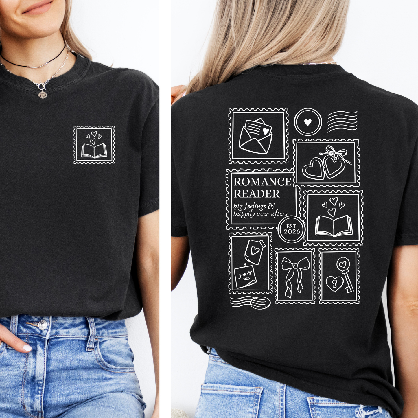 Premium T-Shirt | Post Stamp Romance | Back Print | Druck | Bookish T-Shirt