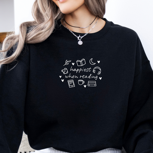 Sweatshirt | Happiest when Reading | bestickt | Bookish Sweatshirt