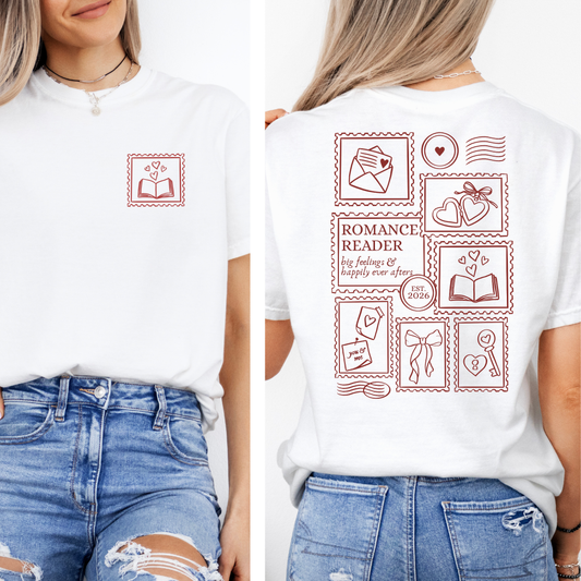 Premium T-Shirt | Post Stamp Romance | Back Print | Druck | Bookish T-Shirt