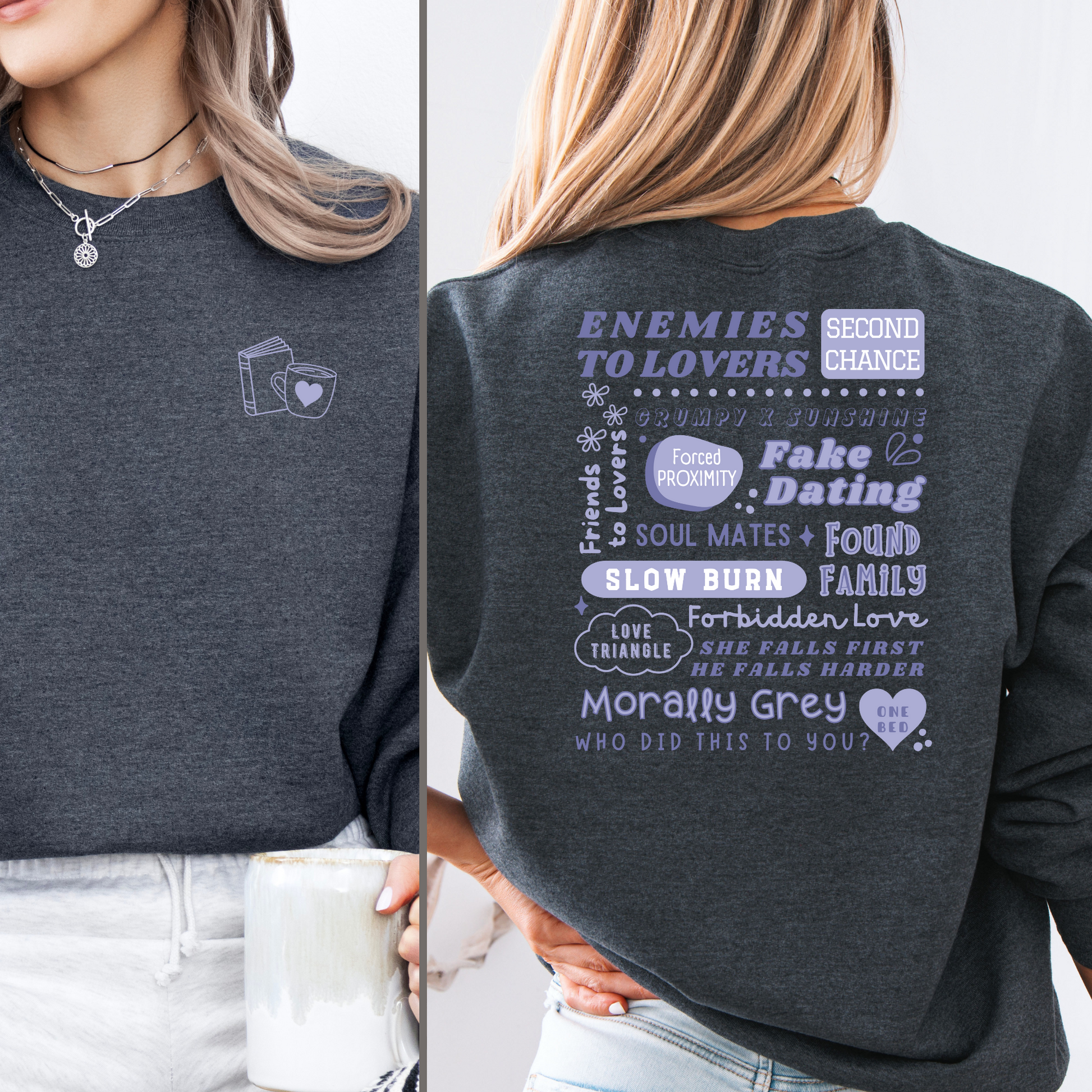 Dunkelgraues Sweatshirt mit Trope Print und großem Rückenmotiv