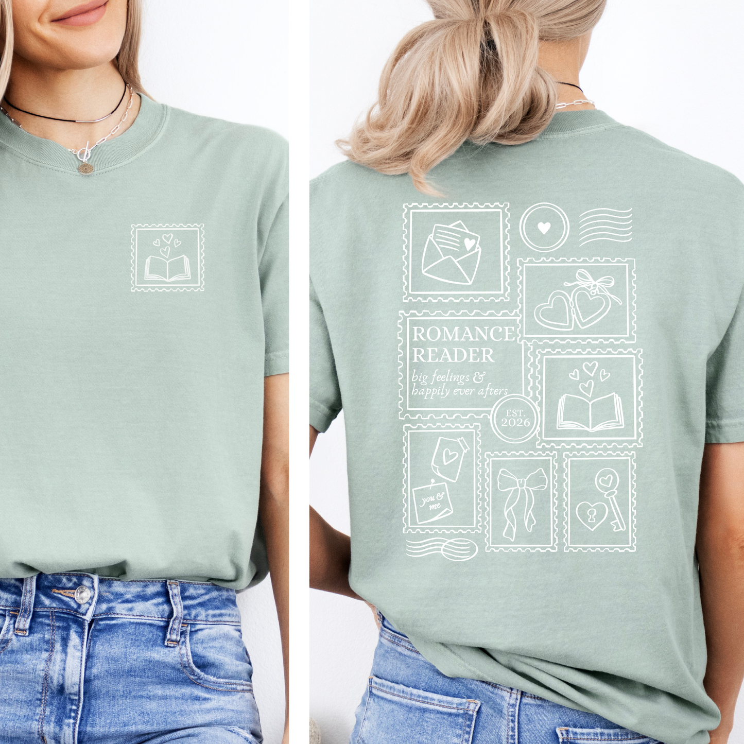 Premium T-Shirt | Post Stamp Romance | Back Print | Druck | Bookish T-Shirt