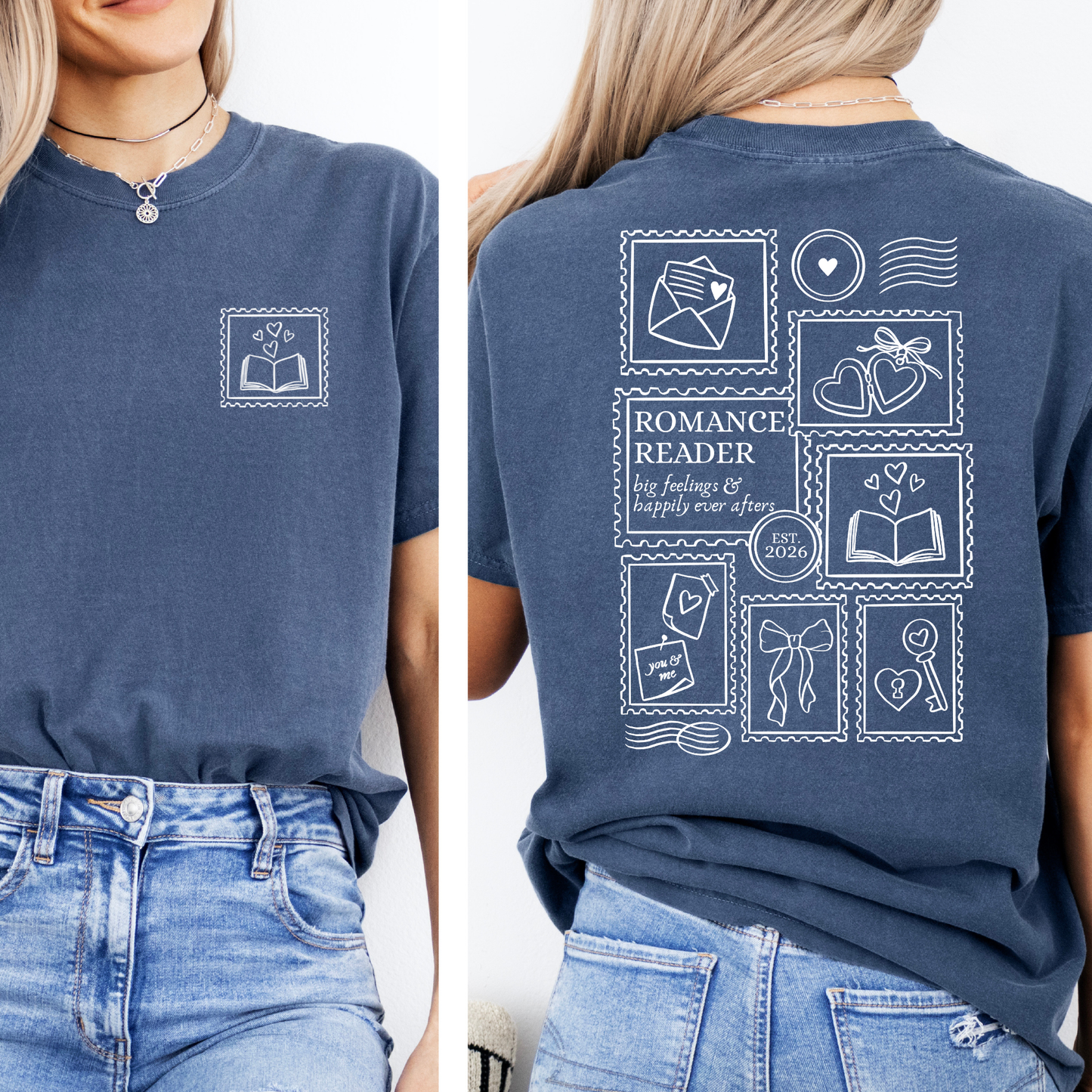 Premium T-Shirt | Post Stamp Romance | Back Print | Druck | Bookish T-Shirt