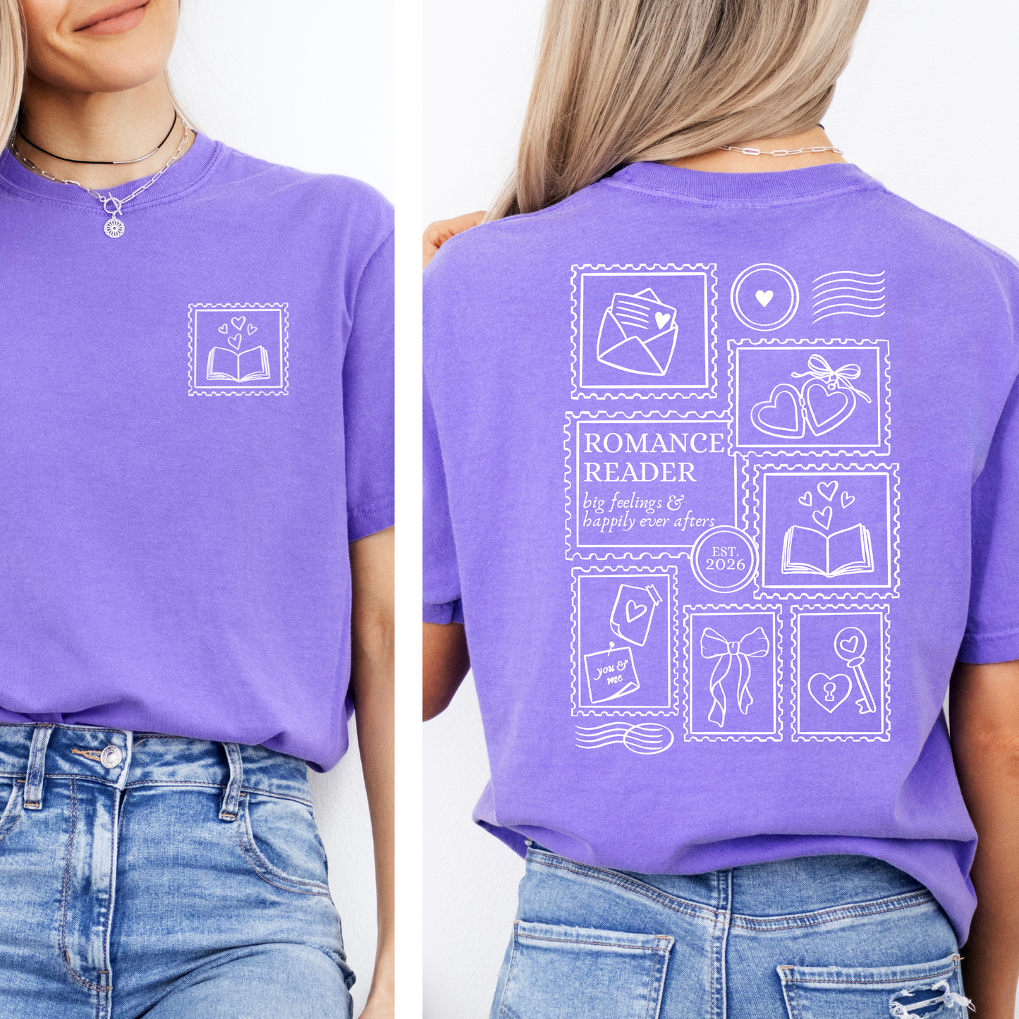 Premium T-Shirt | Post Stamp Romance | Back Print | Druck | Bookish T-Shirt