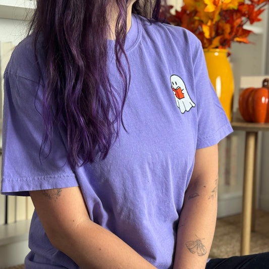 Premium T-Shirt I Book Ghost I bestickt I Bookish Halloween