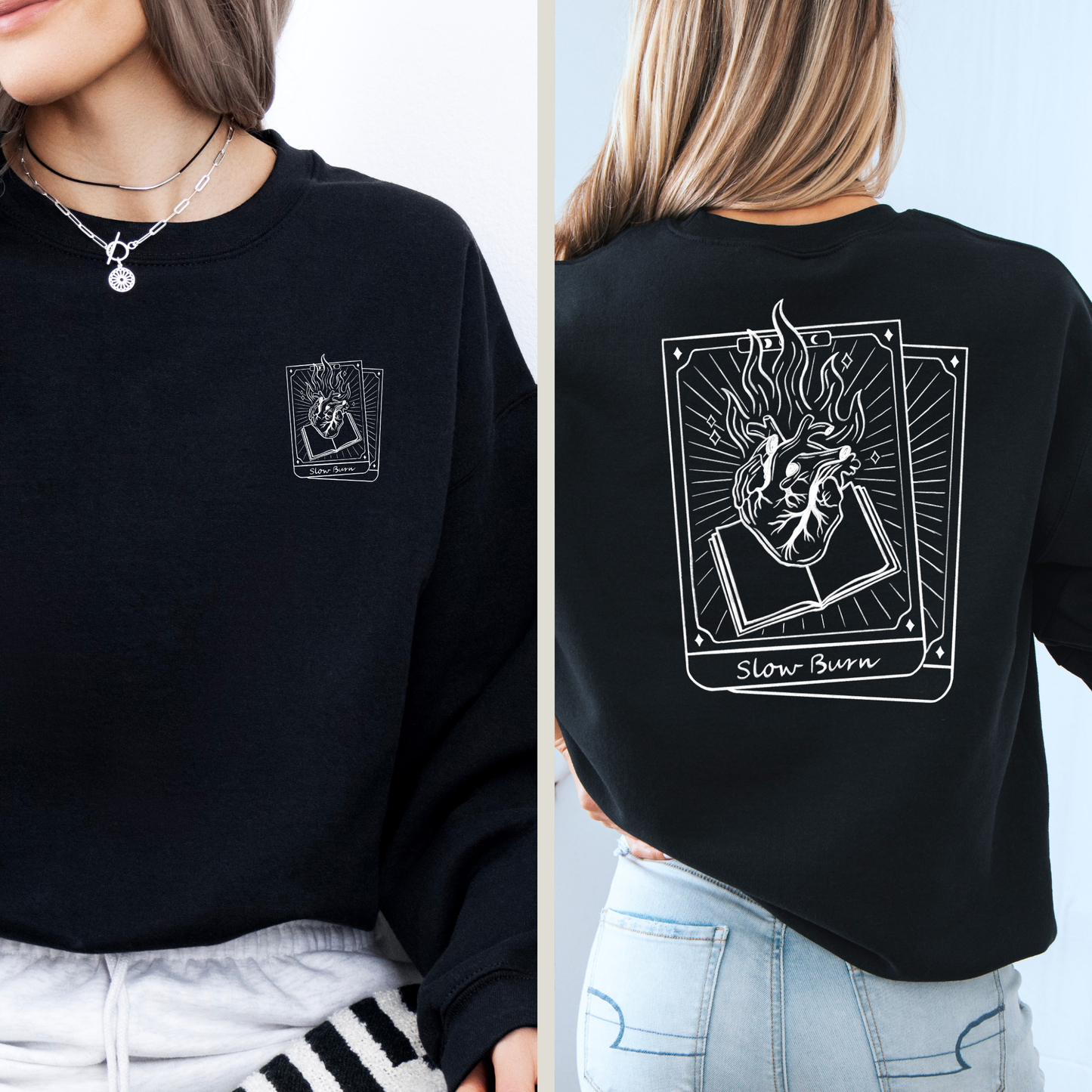 slow burn tarot sweatshirt mit tarotkarte rückenprint