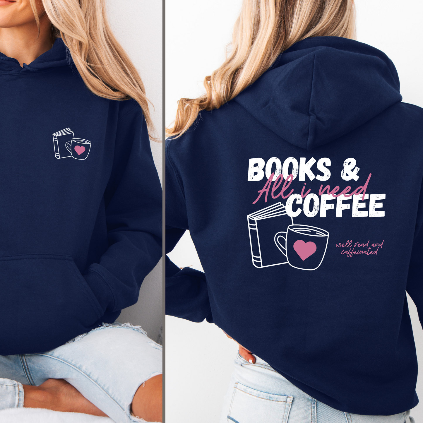 Hoodie | All I need: Books & Coffee | Druck | Bookish Hoodie