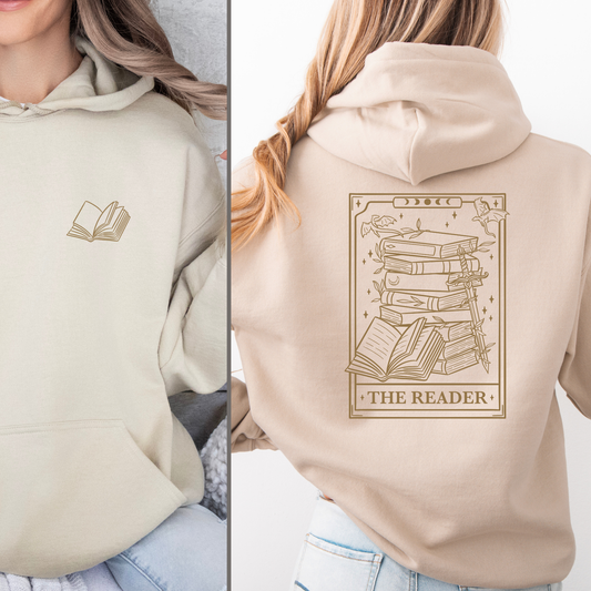 Hoodie Reader Tarot - Hoodie mit Tarot Karte und Bücher Design