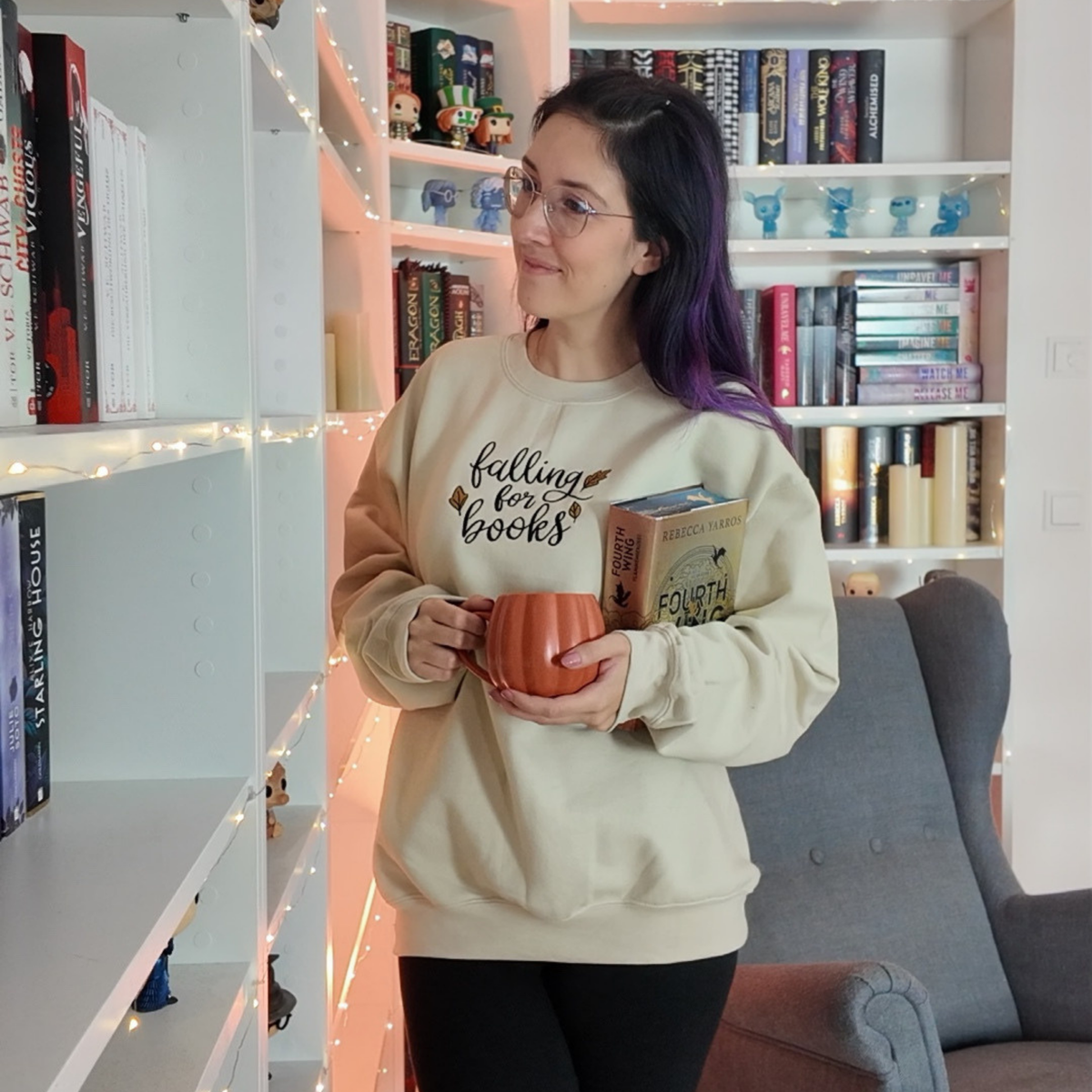 Bookish Sweatshirt - Falling for Books mit Stick