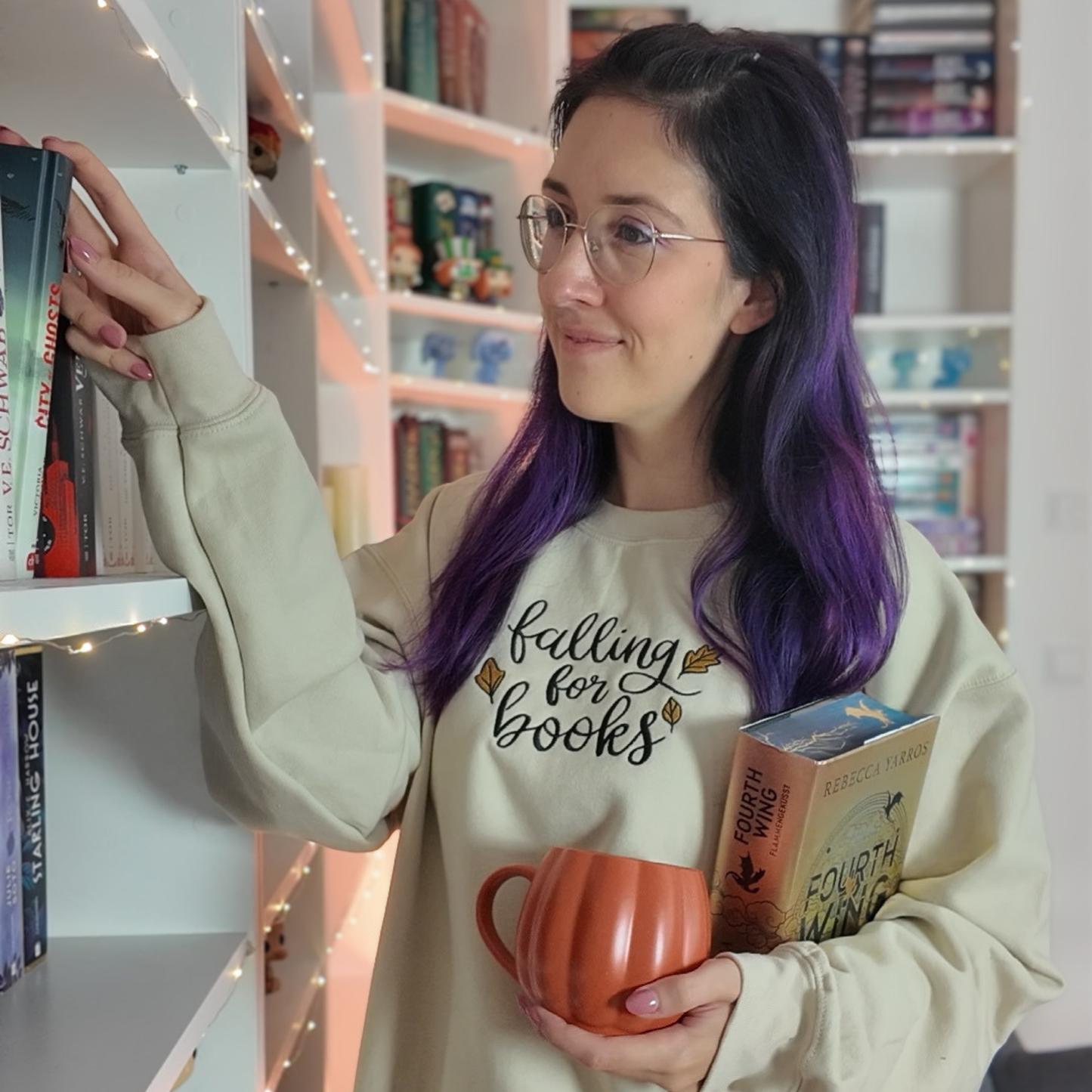 Bookish Sweatshirt - Falling for Books mit Stick