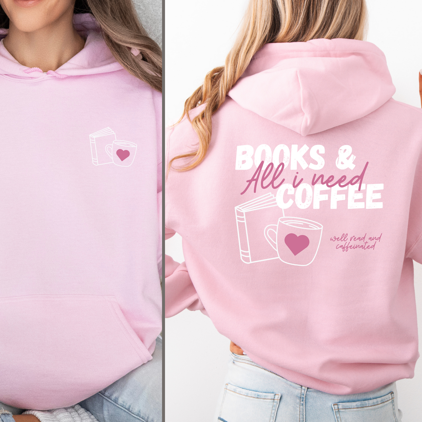 Hoodie | All I need: Books & Coffee | Druck | Bookish Hoodie