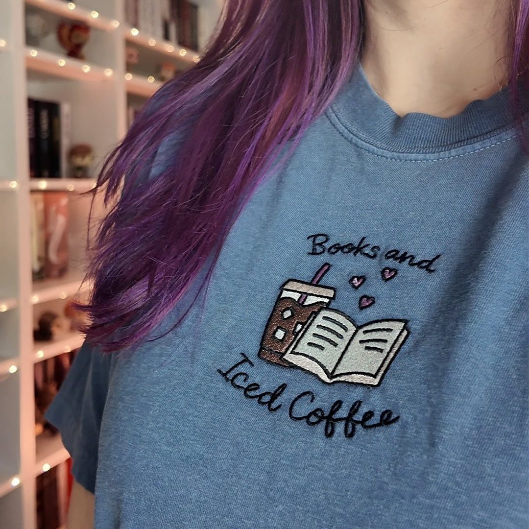 Books and Iced Coffe Shirt Stick Detail