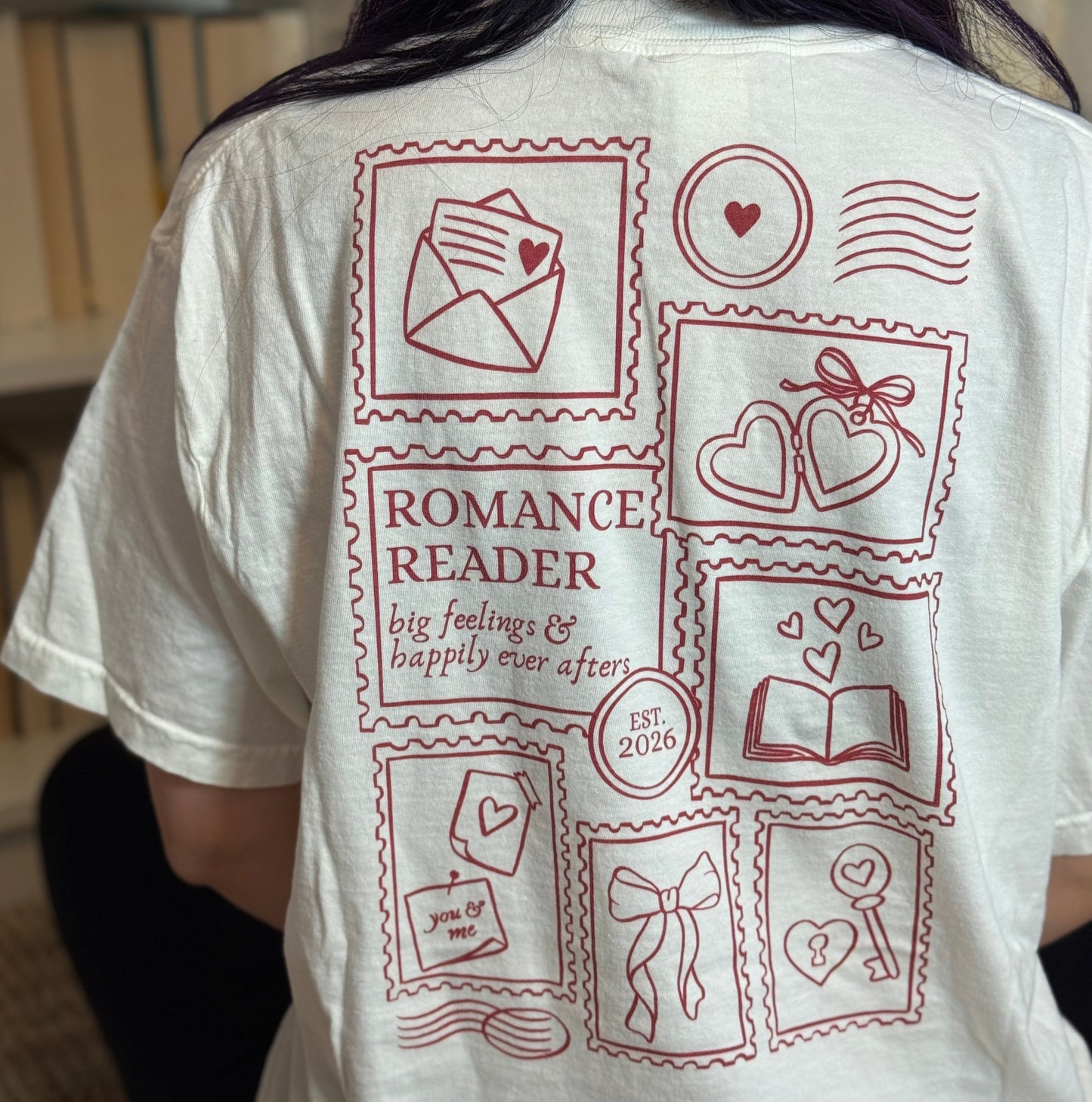 Premium T-Shirt | Post Stamp Romance | Back Print | Druck | Bookish T-Shirt