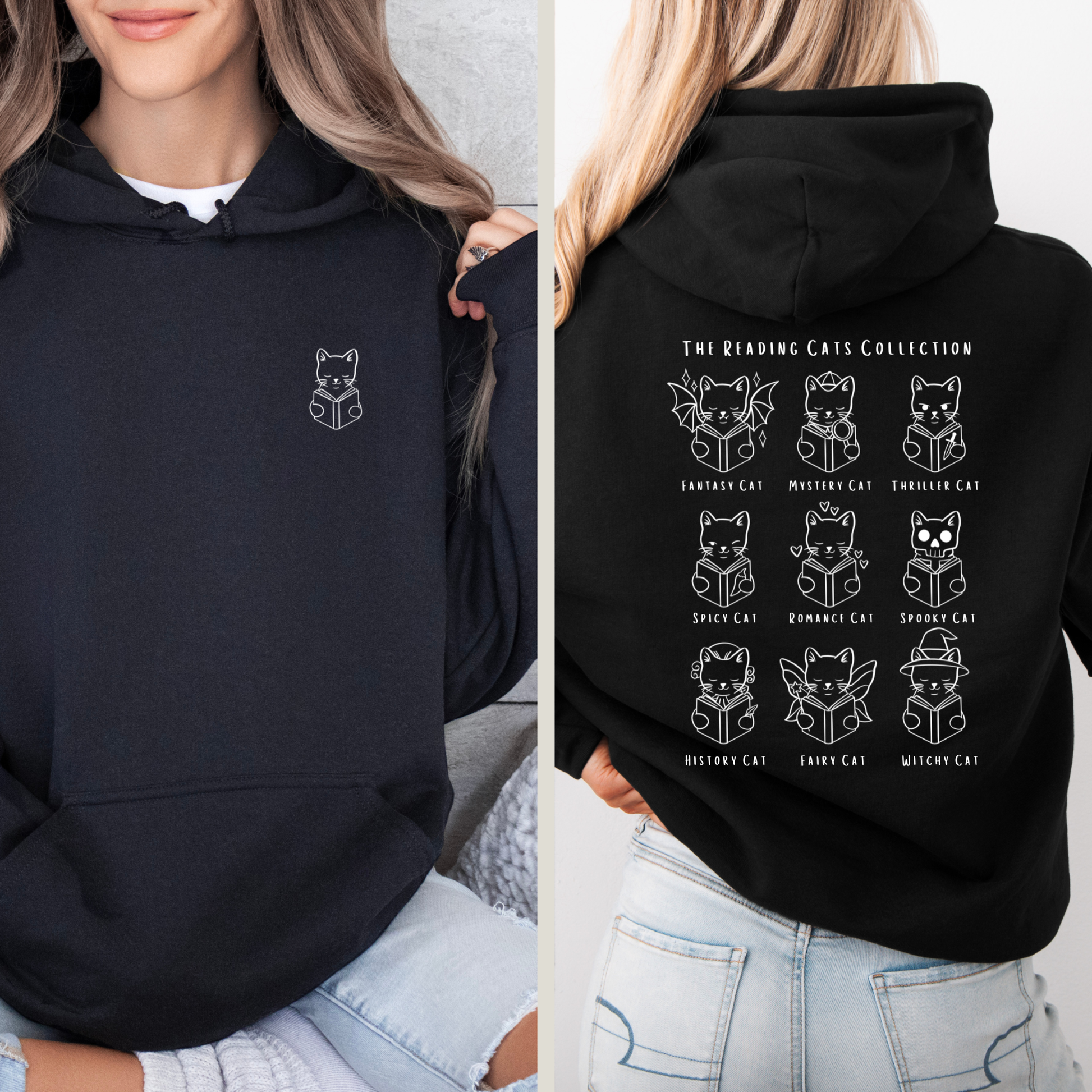 Cozy Bookish Hoodie für Leser:innen und Katzenfans