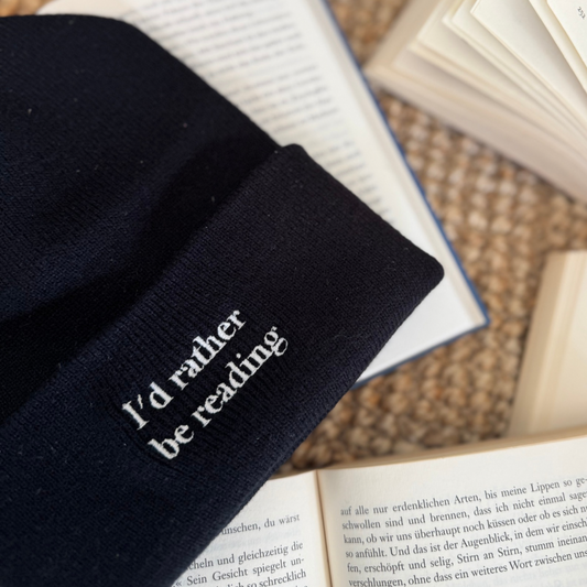 Mütze | Rather be reading | bestickt | Bookish Beanie