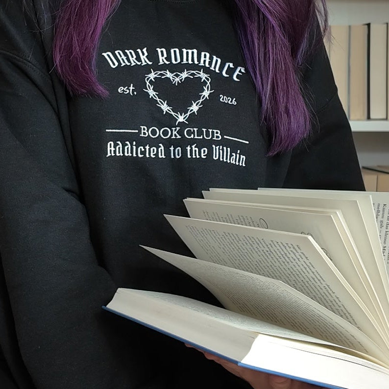 Dark Romance Hoodie Bestickt. Buch Merch für Dark Romance Leser. 