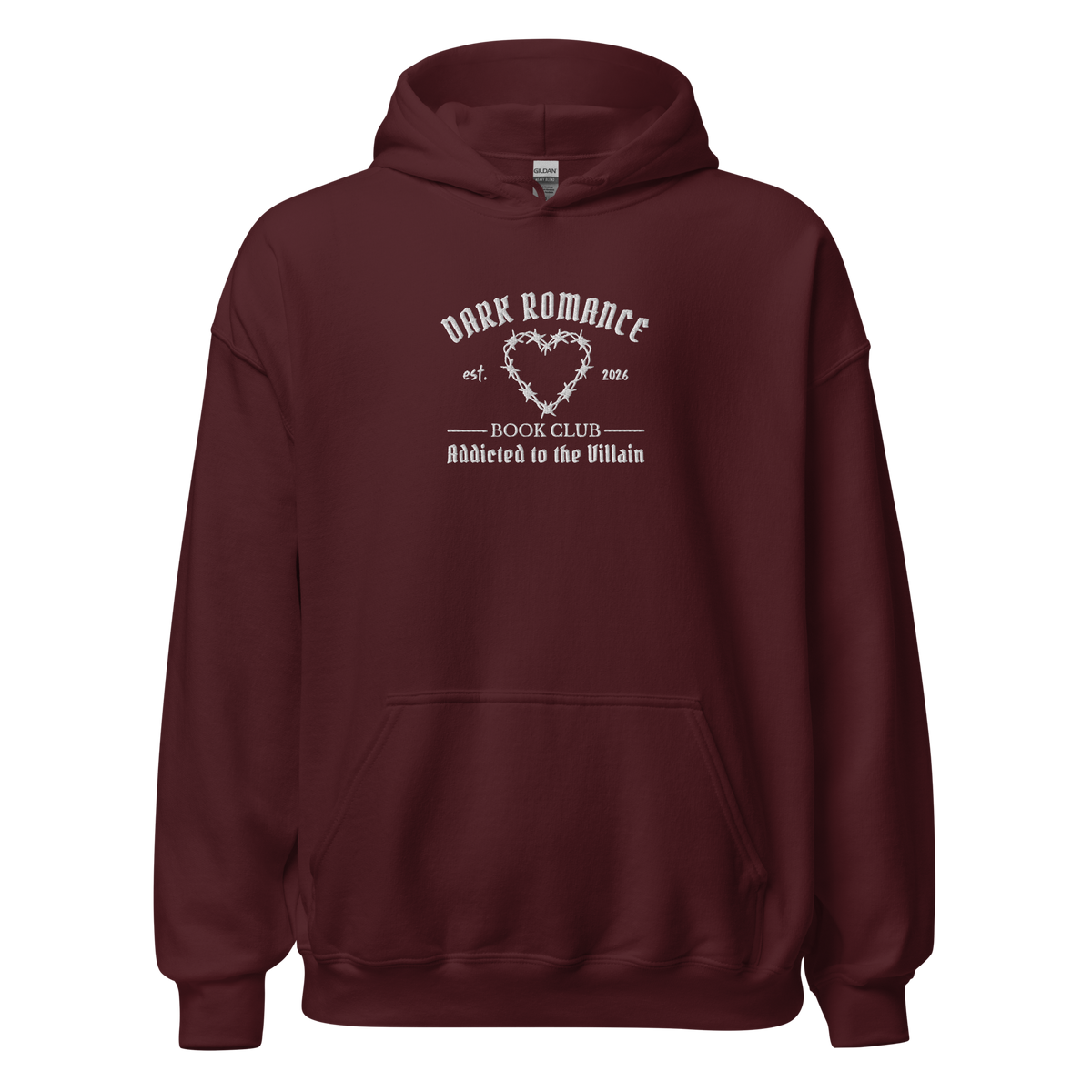 Dark Romance Hoodie Bestickt in Rot. Buch Merch für Dark Romance Leser. 