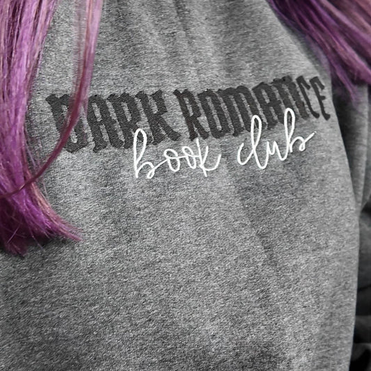 Dark Romance Hoodie Bestickt in Grau. Buch Merch für Dark Romance Leser. 