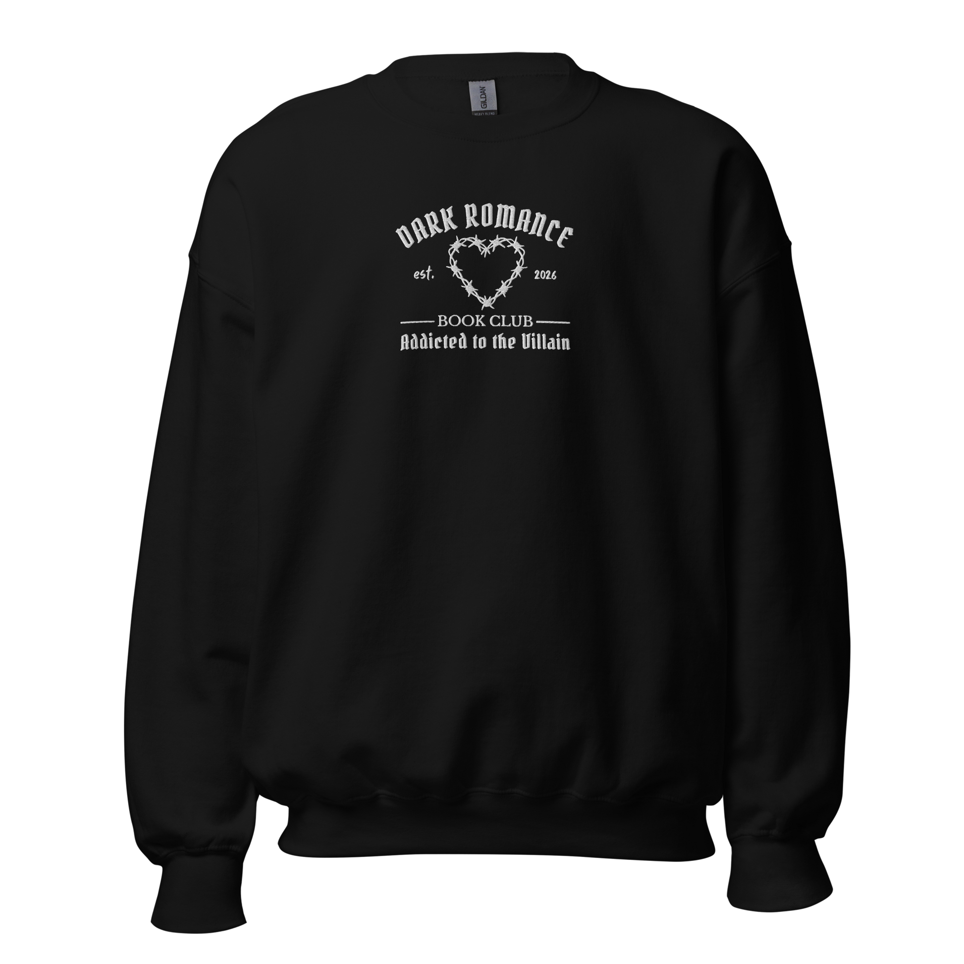 Dark Romance Sweatshirt Bestickt in schwarz. Buch Merch für Dark Romance Leser. 