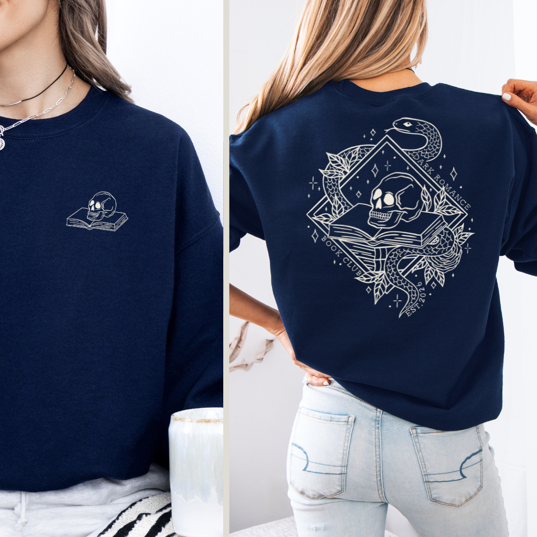 Dark Romance Sweatshirt in Blau. Buch Merch Pullover für Dark Romance Leser. 