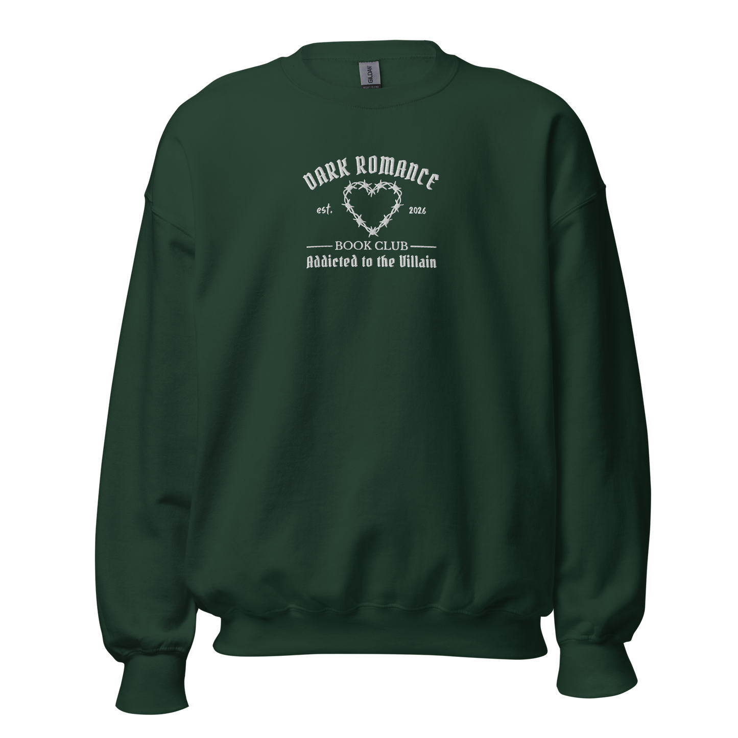 Dark Romance Sweatshirt Bestickt in grün. Buch Merch für Dark Romance Leser. 