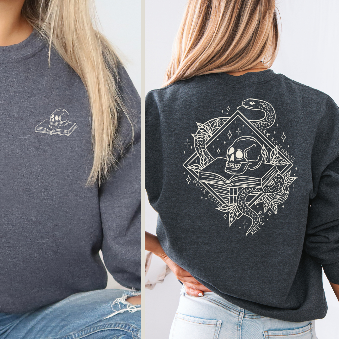 Dark Romance Sweatshirt in Grau. Buch Merch Pullover für Dark Romance Leser. 