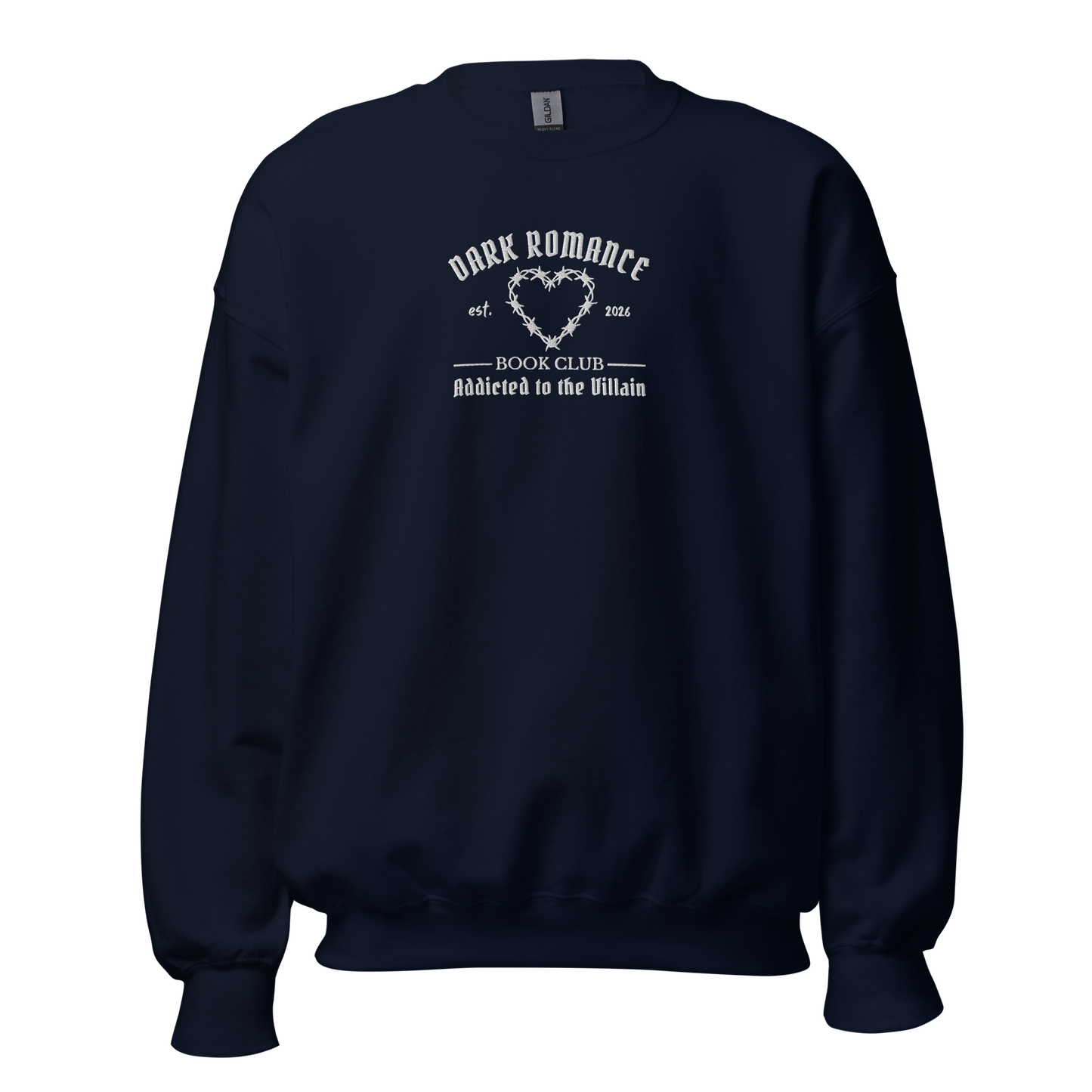 Dark Romance Sweatshirt Bestickt in blau. Buch Merch für Dark Romance Leser. 